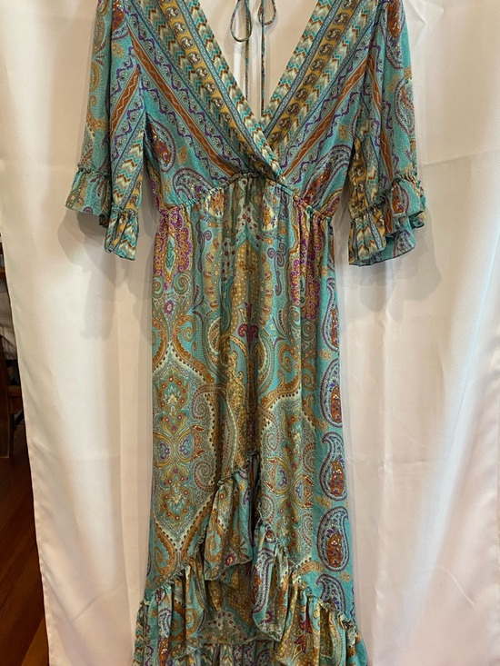EARTHBOUND Dresses & Skirts - EARTHBOUND XL Teal Paisley High-Low Maxi Dress